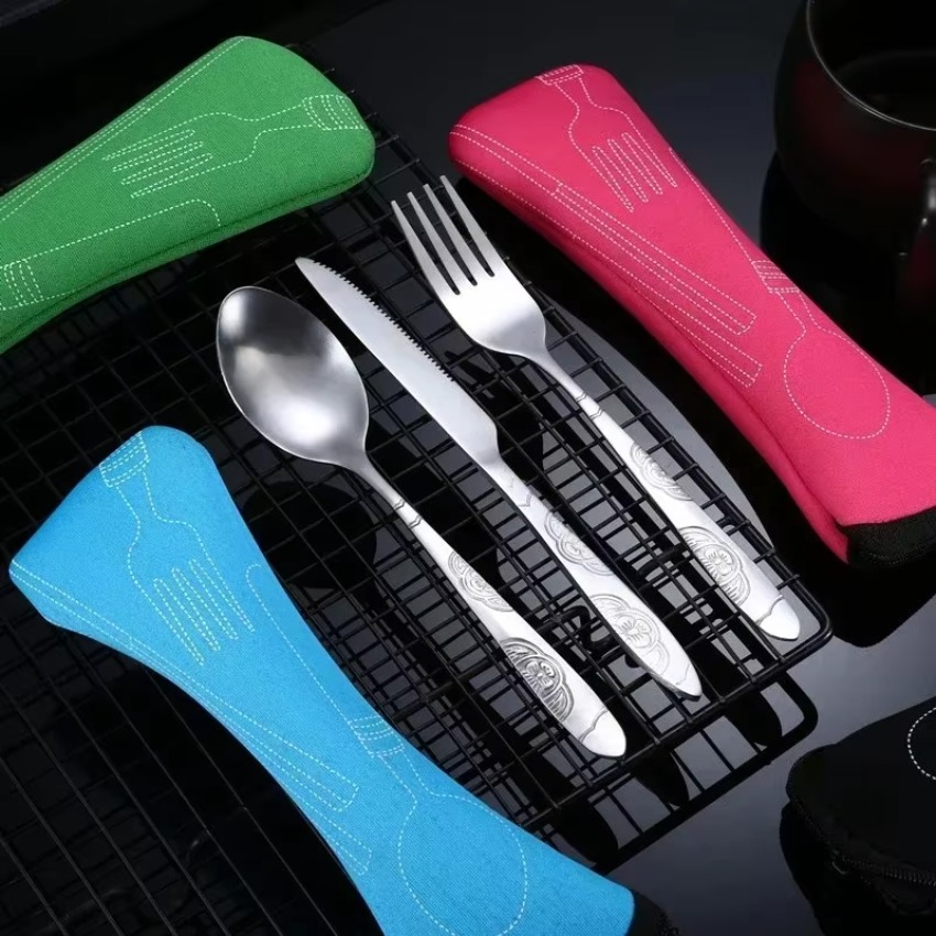 Commercial Kitchen Knives - 3 قطعة أدوات المائدة المحمولة للسفر