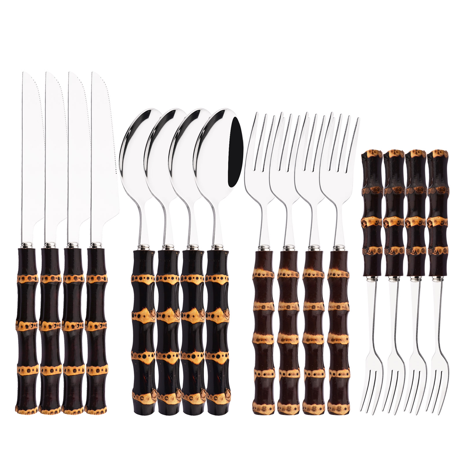 Commercial Kitchen Knives - طقم أدوات مائدة من الخيزران مكون
