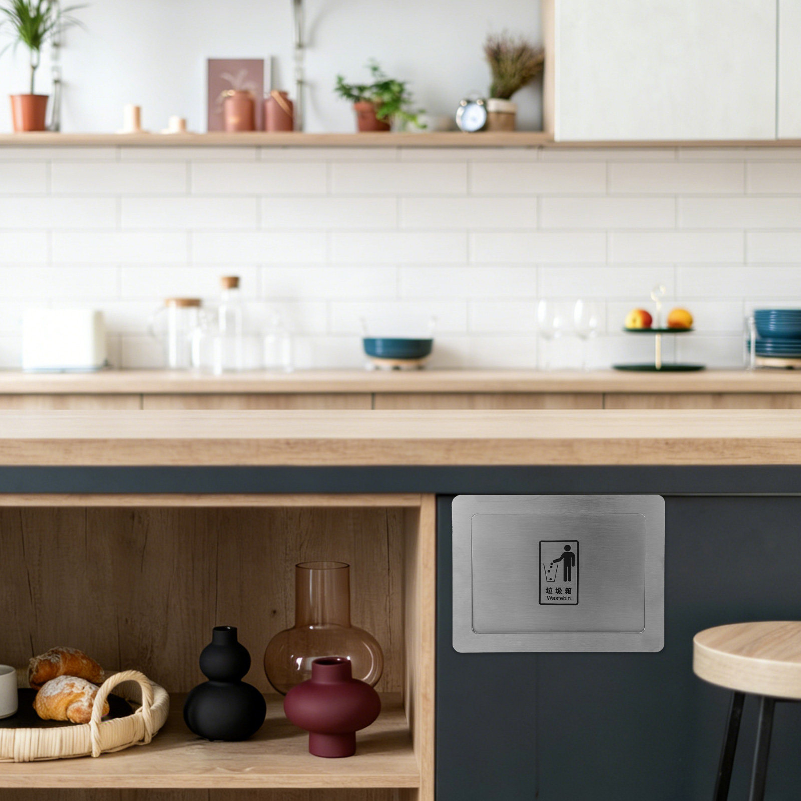 Commercial Kitchen Wall Covering - غطاء حاوية قمامة مدمج من الفولاذ
